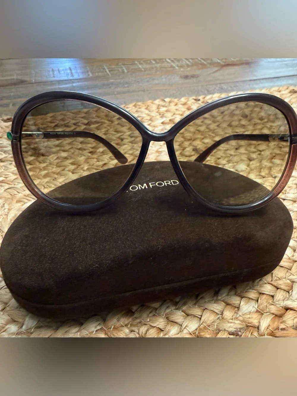 Tom Ford Clothide Women’s Purple Brown Gradient Oversized Sunglasses TF162